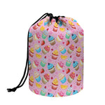 Watercolor Cupcake Pattern Print Drawstring Makeup Bag