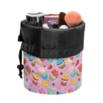 Watercolor Cupcake Pattern Print Drawstring Makeup Bag