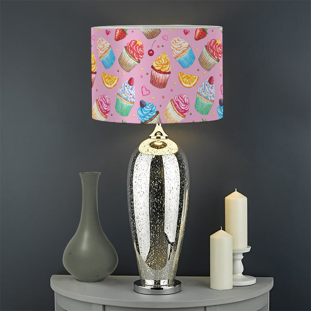 Watercolor Cupcake Pattern Print Drum Lamp Shade