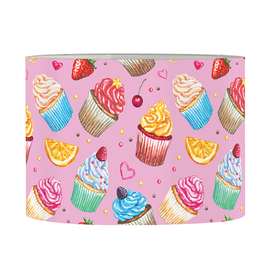 Watercolor Cupcake Pattern Print Drum Lamp Shade