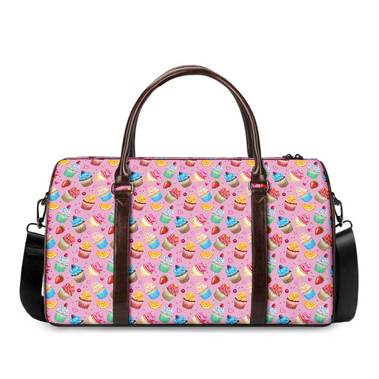 Watercolor Cupcake Pattern Print Duffle Bag