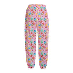 Watercolor Cupcake Pattern Print Fleece Lined Knit Pants