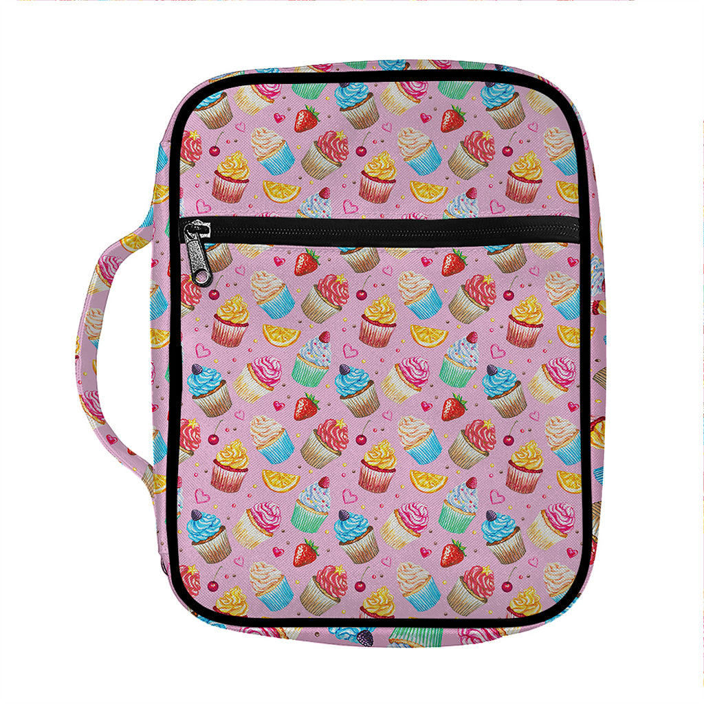 Watercolor Cupcake Pattern Print Front Pocket Bible Bag