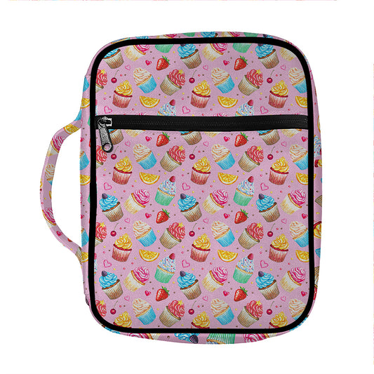 Watercolor Cupcake Pattern Print Front Pocket Bible Bag