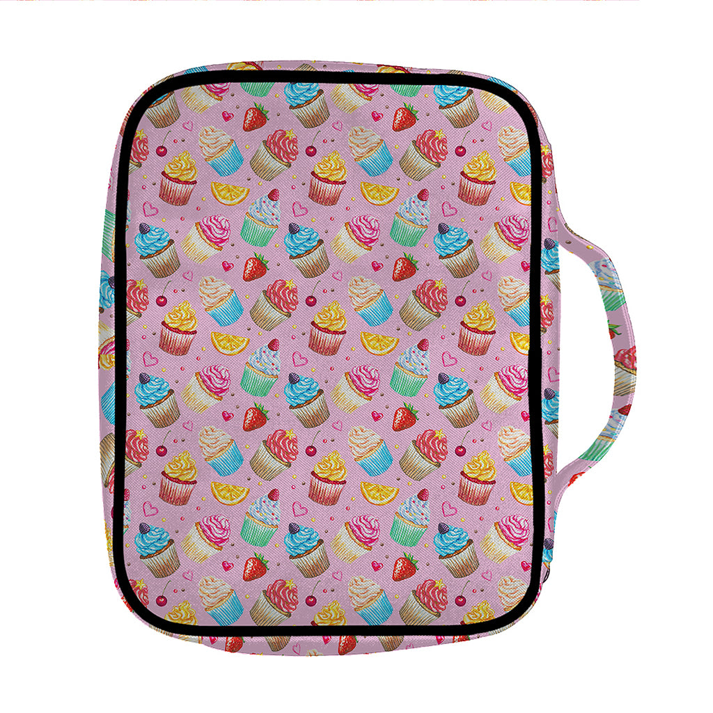 Watercolor Cupcake Pattern Print Front Pocket Bible Bag