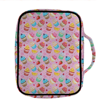 Watercolor Cupcake Pattern Print Front Pocket Bible Bag