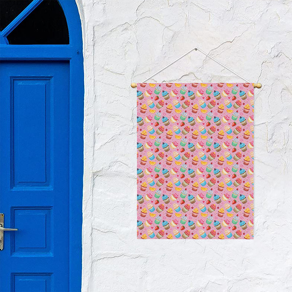 Watercolor Cupcake Pattern Print Garden Flag