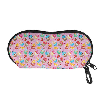 Watercolor Cupcake Pattern Print Glasses Case