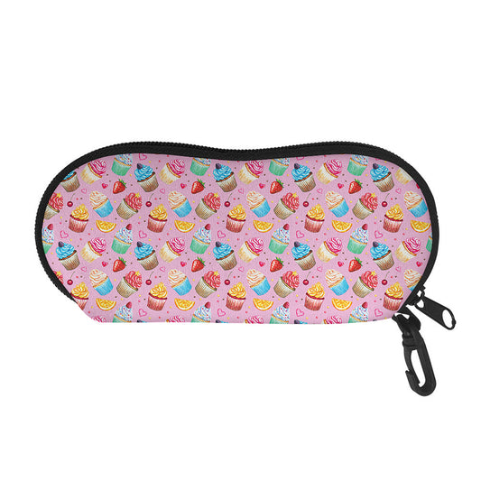Watercolor Cupcake Pattern Print Glasses Case