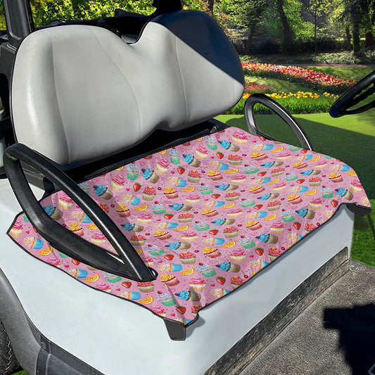 Watercolor Cupcake Pattern Print Golf Cart Seat Cover