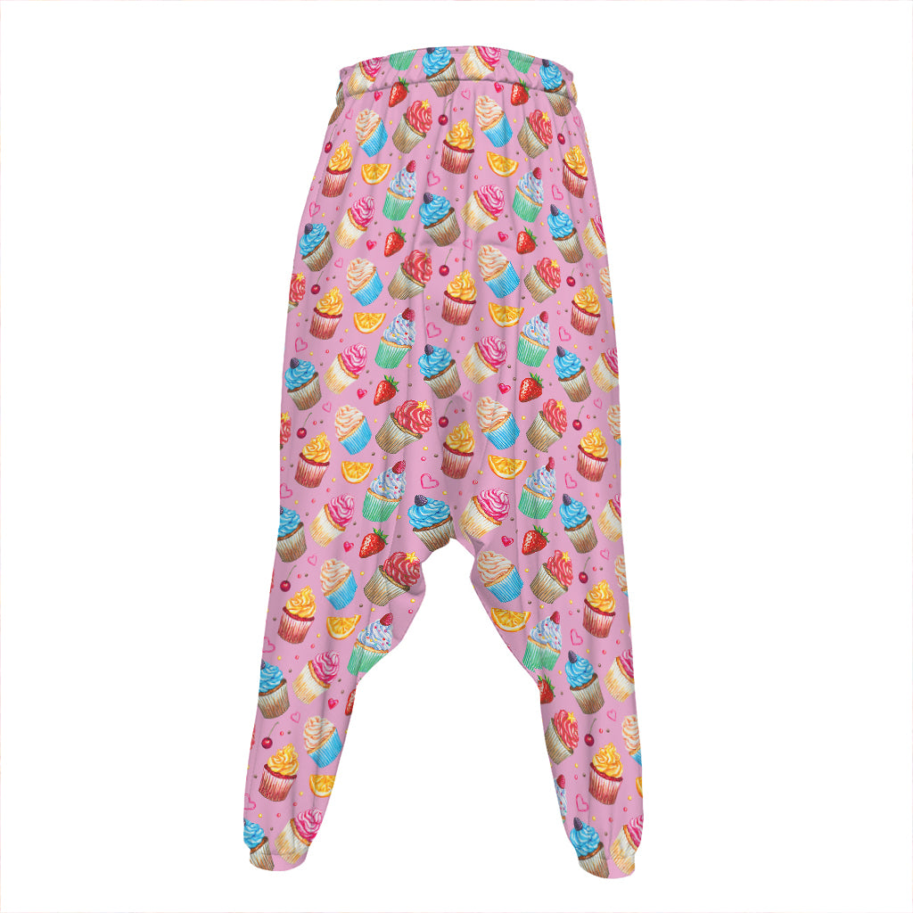 Watercolor Cupcake Pattern Print Hammer Pants