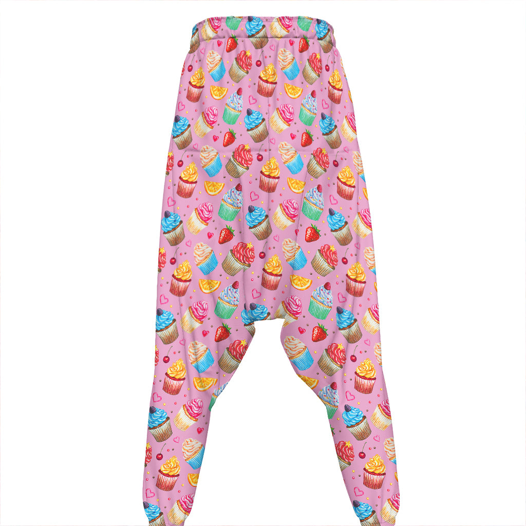Watercolor Cupcake Pattern Print Hammer Pants
