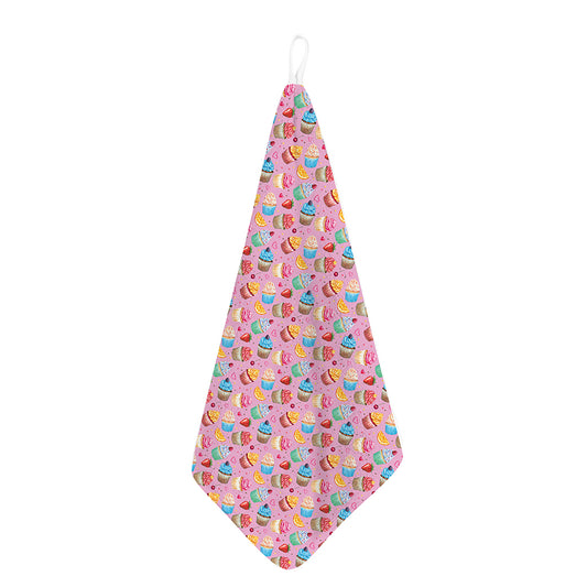 Watercolor Cupcake Pattern Print Hand Towel