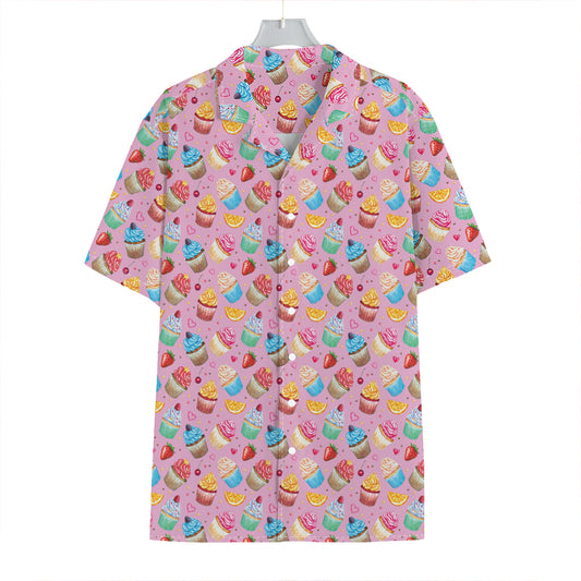 Watercolor Cupcake Pattern Print Hawaiian Shirt
