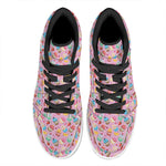 Watercolor Cupcake Pattern Print High Top Leather Sneakers