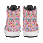 Watercolor Cupcake Pattern Print High Top Leather Sneakers