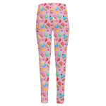 Watercolor Cupcake Pattern Print High-Waisted Pocket Leggings