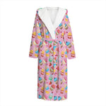 Watercolor Cupcake Pattern Print Hooded Bathrobe