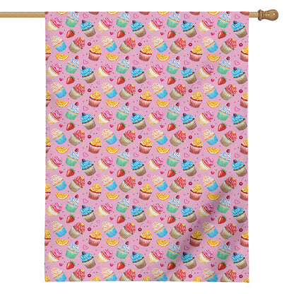 Watercolor Cupcake Pattern Print House Flag