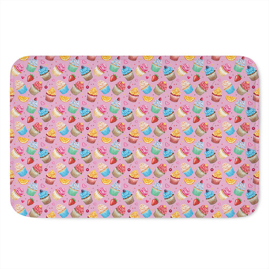 Watercolor Cupcake Pattern Print Indoor Door Mat