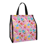 Watercolor Cupcake Pattern Print Insulated Lunch Tote