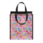 Watercolor Cupcake Pattern Print Insulated Lunch Tote