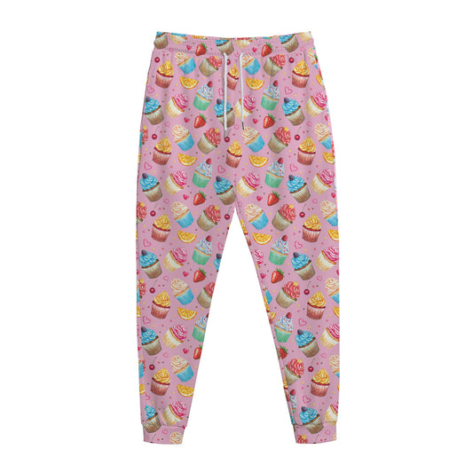 Watercolor Cupcake Pattern Print Jogger Pants