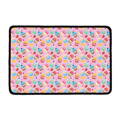 Watercolor Cupcake Pattern Print Kitchen Mat