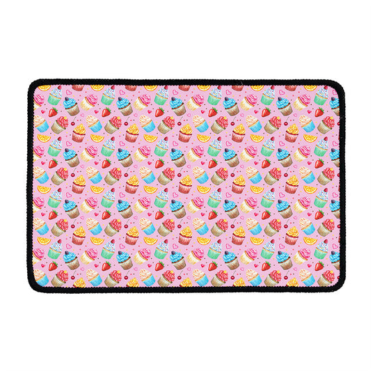 Watercolor Cupcake Pattern Print Kitchen Mat