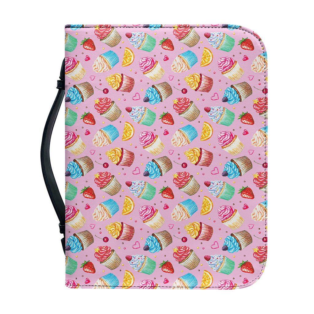 Watercolor Cupcake Pattern Print Leather Bible Cover