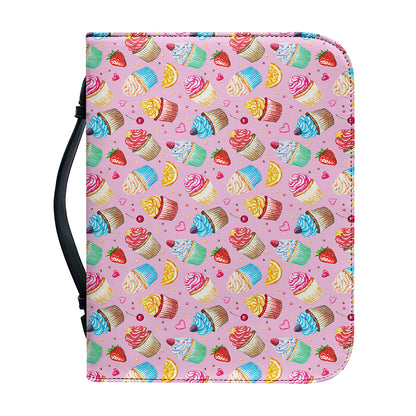 Watercolor Cupcake Pattern Print Leather Bible Cover