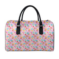 Watercolor Cupcake Pattern Print Leather Duffel Bag