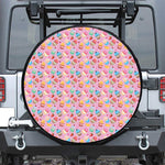 Watercolor Cupcake Pattern Print Leather Spare Tire Cover