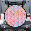 Watercolor Cupcake Pattern Print Leather Spare Tire Cover