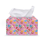 Watercolor Cupcake Pattern Print Leather Tissue Box Cover