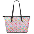 Watercolor Cupcake Pattern Print Leather Tote Bag With Zipper