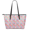 Watercolor Cupcake Pattern Print Leather Tote Bag