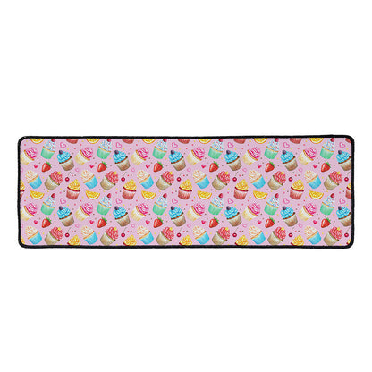 Watercolor Cupcake Pattern Print Long Kitchen Mat