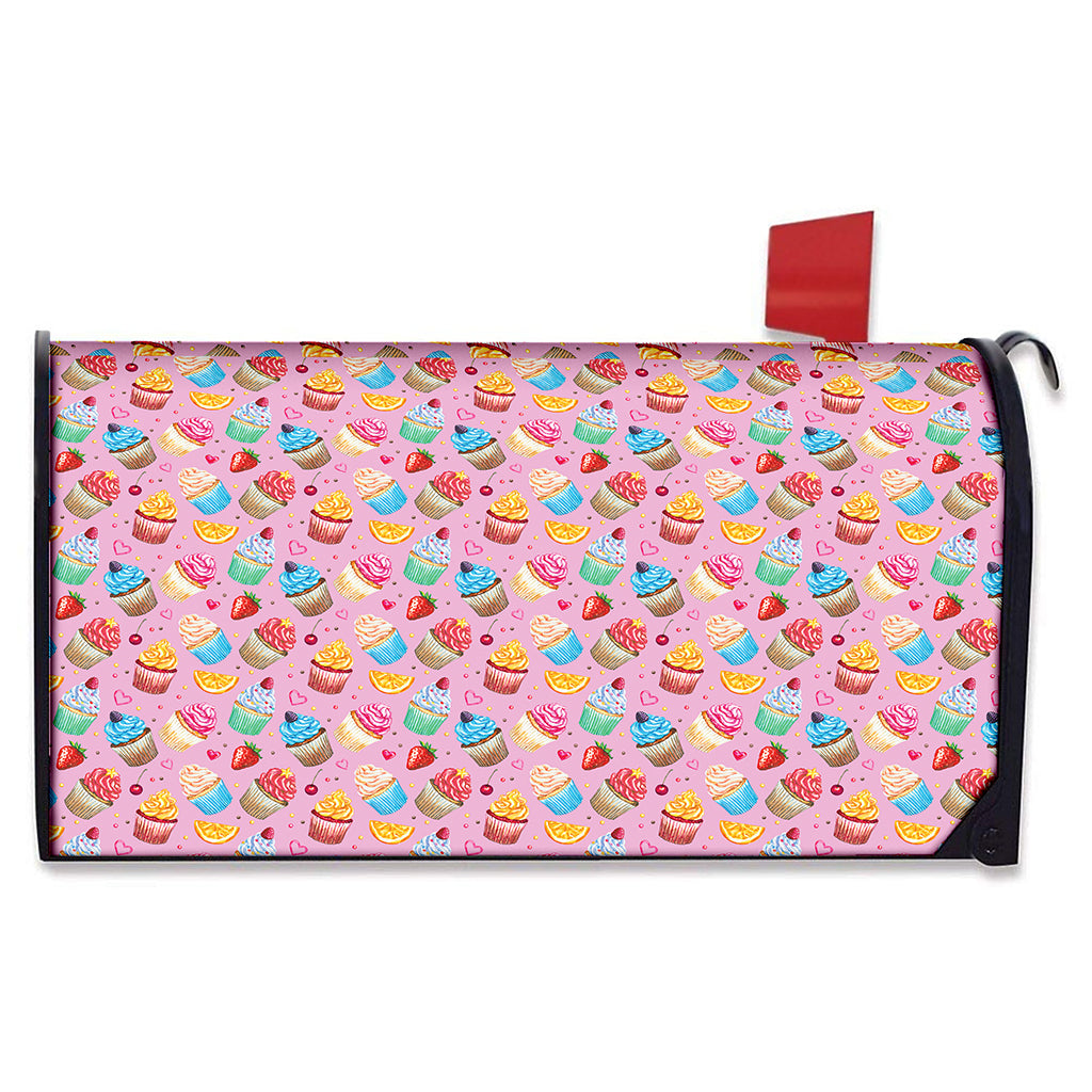 Watercolor Cupcake Pattern Print Mailbox Cover