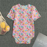 Watercolor Cupcake Pattern Print Men's Bodysuit