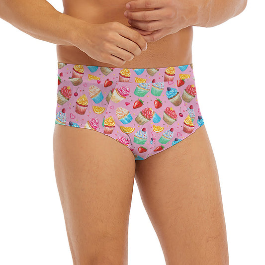 Watercolor Cupcake Pattern Print Men's Briefs