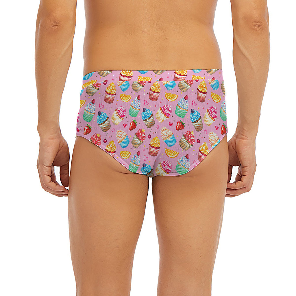 Watercolor Cupcake Pattern Print Men's Briefs