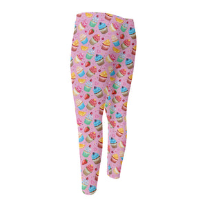 Watercolor Cupcake Pattern Print Men's Compression Pants