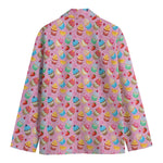 Watercolor Cupcake Pattern Print Men's Cotton Blazer