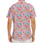 Watercolor Cupcake Pattern Print Men's Deep V-Neck Shirt