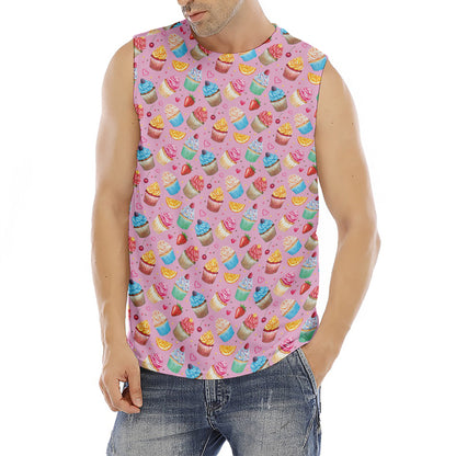 Watercolor Cupcake Pattern Print Men's Fitness Tank Top