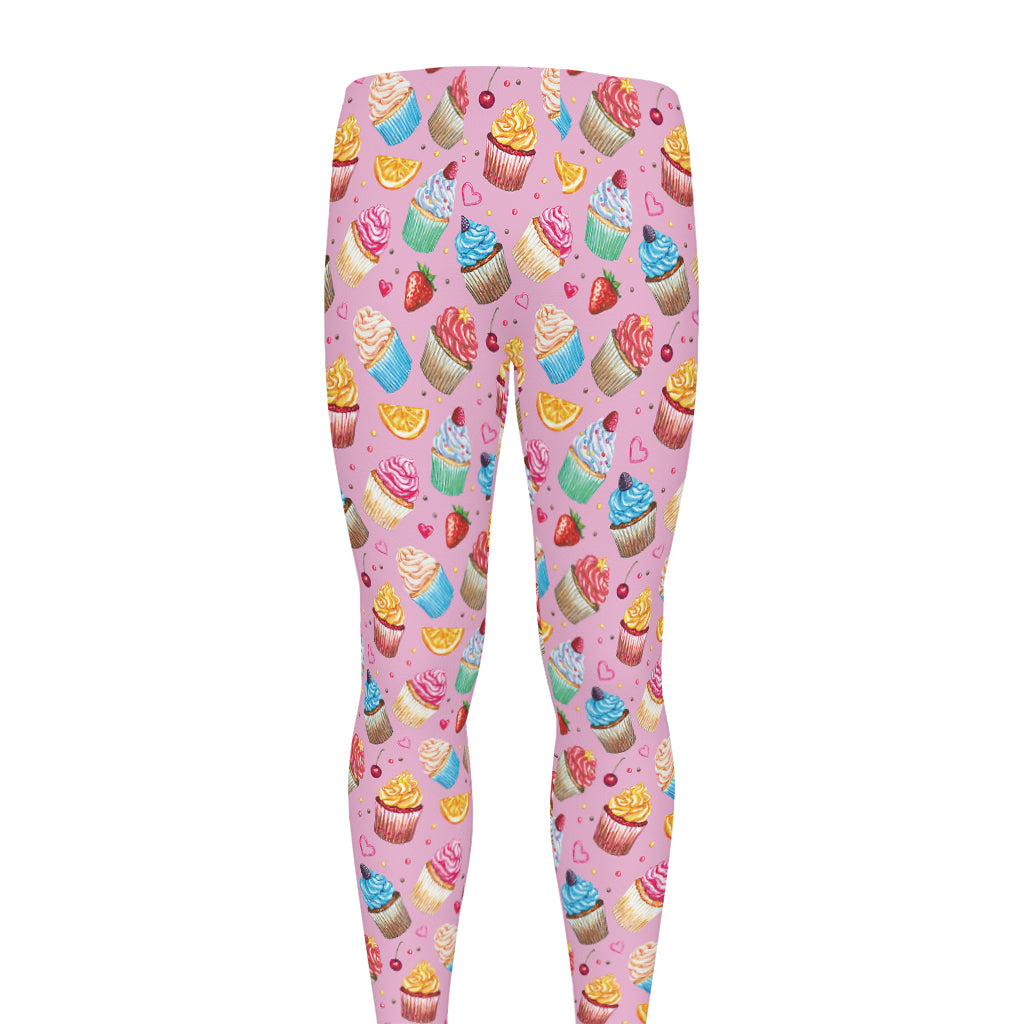 Watercolor Cupcake Pattern Print Men's leggings