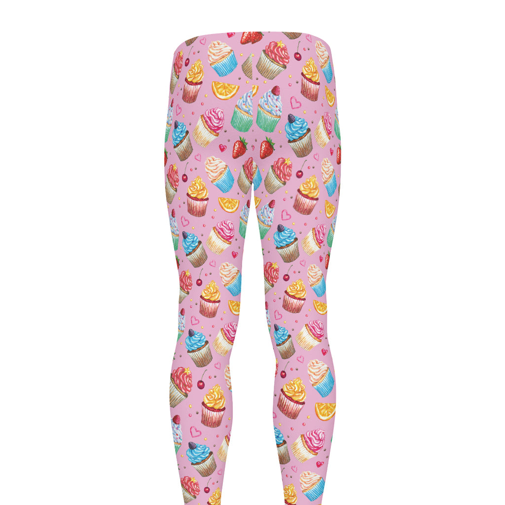 Watercolor Cupcake Pattern Print Men's leggings