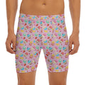 Watercolor Cupcake Pattern Print Men's Long Boxer Briefs