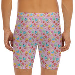 Watercolor Cupcake Pattern Print Men's Long Boxer Briefs